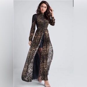 Venus Leopard Print & Lace Maxi Dress